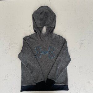 Under Armour Loose Coldgear Activewear LS Hooded Sweatshirt Grey Blk Blue Sz S